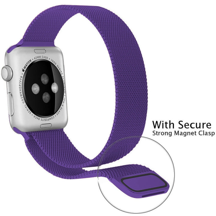 Lisslune | For Apple Watch Series 9&8&7 41mm / 6 & SE & 5 & 4 40mm / 3 & 2 & 1 38mm Milanese Loop Magnetic Stainless Steel Watch Band (Light Purple)