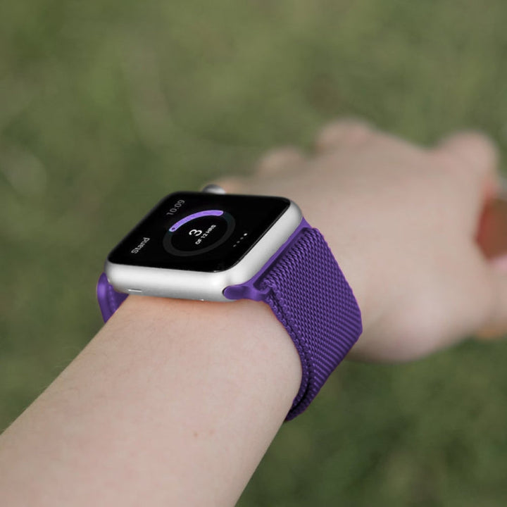 Lisslune | For Apple Watch Series 9&8&7 41mm / 6 & SE & 5 & 4 40mm / 3 & 2 & 1 38mm Milanese Loop Magnetic Stainless Steel Watch Band (Light Purple)