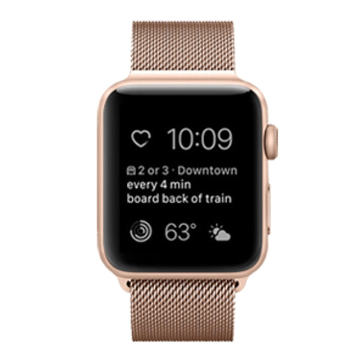 Lisslune | For Apple Watch Series 9&8&7 41mm / 6 & SE & 5 & 4 40mm / 3 & 2 & 1 38mm Milanese Loop Magnetic Stainless Steel Bracelet (Champagne Gold)