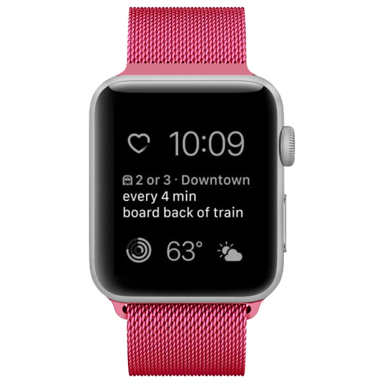 Lisslune | For Apple Watch Series 9&8&7 41mm / 6 & SE & 5 & 4 40mm / 3 & 2 & 1 38mm Milanese Loop Magnetic Stainless Steel Watch Band (Bright Pink)
