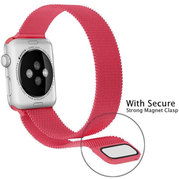 Lisslune | For Apple Watch Series 9&8&7 41mm / 6 & SE & 5 & 4 40mm / 3 & 2 & 1 38mm Milanese Loop Magnetic Stainless Steel Watch Band (Bright Pink)