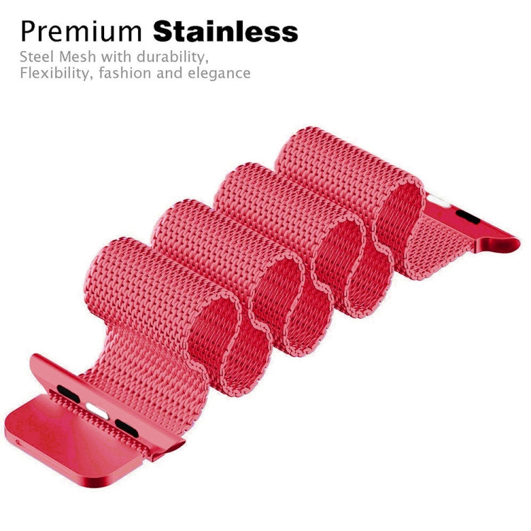 Lisslune | For Apple Watch Series 9&8&7 41mm / 6 & SE & 5 & 4 40mm / 3 & 2 & 1 38mm Milanese Loop Magnetic Stainless Steel Watch Band (Bright Pink)