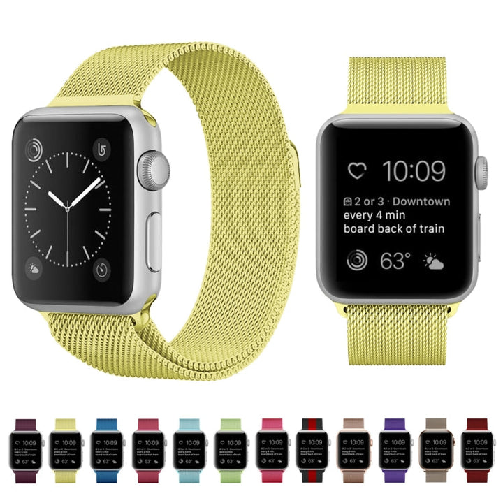 Lisslune | For Apple Watch Series 9&8&7 41mm / 6 & SE & 5 & 4 40mm / 3 & 2 & 1 38mm Milanese Loop Magnetic Stainless Steel Bracelet (Champagne Gold)