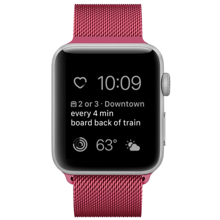 Lisslune | For Apple Watch Ultra 49mm & Watch Ultra 2 49mm / Series 9 & 8 & 7 45mm / 6 & SE & 5 & 4 44mm / 3 & 2 & 1 42mm Milanese Loop Magnetic Stainless Steel Watch Band (Tea Red)