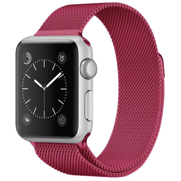 Lisslune | For Apple Watch Ultra 49mm & Watch Ultra 2 49mm / Series 9 & 8 & 7 45mm / 6 & SE & 5 & 4 44mm / 3 & 2 & 1 42mm Milanese Loop Magnetic Stainless Steel Watch Band (Tea Red)
