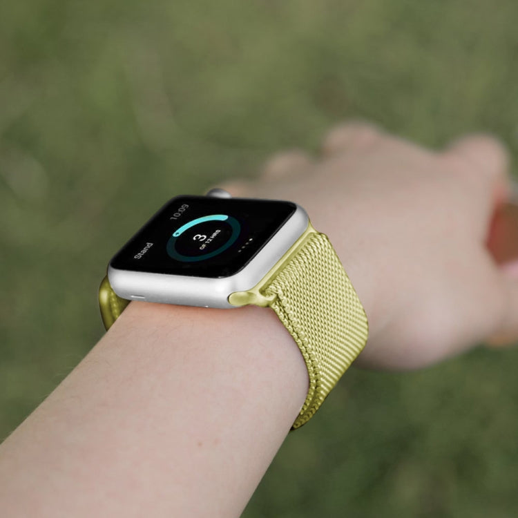 Lisslune | For Apple Watch Ultra 49mm & Watch Ultra 2 49mm / Series 9 & 8 & 7 45mm / 6 & SE & 5 & 4 44mm / 3 & 2 & 1 42mm Milanese Loop Magnetic Stainless Steel Watch Band (Yellow)