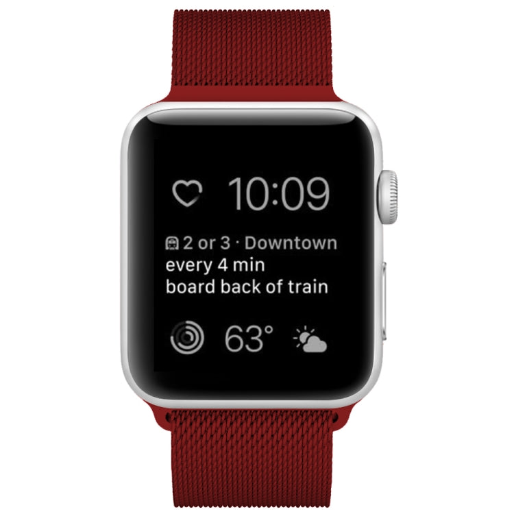 Lisslune | For Apple Watch Ultra 49mm & Watch Ultra 2 49mm / Series 9 & 8 & 7 45mm / 6 & SE & 5 & 4 44mm / 3 & 2 & 1 42mm Milanese Loop Magnetic Stainless Steel Watch Band (Red)