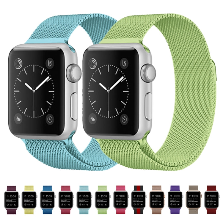 Lisslune | For Apple Watch Ultra 49mm & Watch Ultra 2 49mm / Series 9 & 8 & 7 45mm / 6 & SE & 5 & 4 44mm / 3 & 2 & 1 42mm Milanese Loop Magnetic Stainless Steel Watch Band (Tea Red)