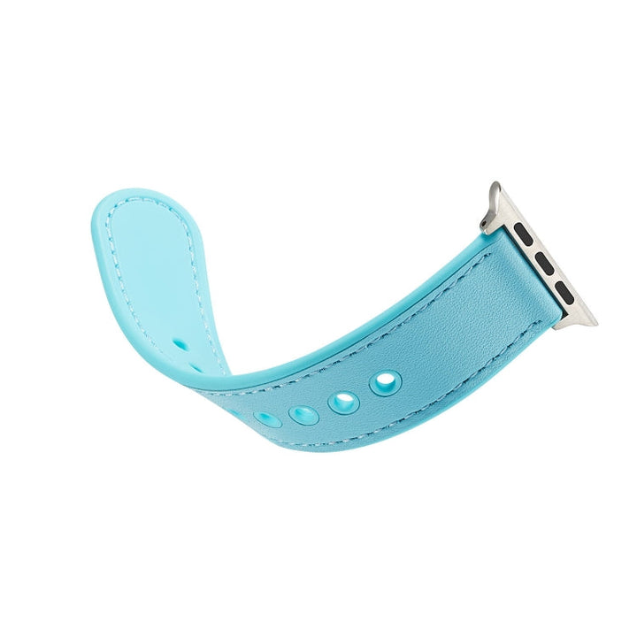 Lisslune | For Apple Watch Series 9&8&7 41mm / SE 3&SE 2&6&SE&5&4 40mm / 3&2&1 38mm Single Buckle TPU+ Leather Watch Band (Light Blue)