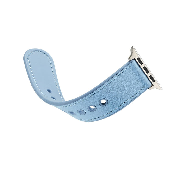 Lisslune | For Apple Watch Ultra 49 mm & Watch Ultra 2 49 mm / Series 9 & 8 & 7 45 mm / SE 3 & SE 2 & 6 & SE & 5 & 4 44 mm / 3 & 2 & 1 42 mm Single Buckle TPU + Leather Watch Strap (Blue)