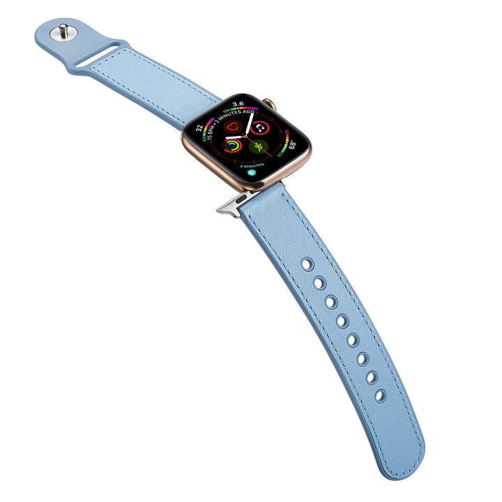 Lisslune | For Apple Watch Ultra 49 mm & Watch Ultra 2 49 mm / Series 9 & 8 & 7 45 mm / SE 3 & SE 2 & 6 & SE & 5 & 4 44 mm / 3 & 2 & 1 42 mm Single Buckle TPU + Leather Watch Strap (Blue)