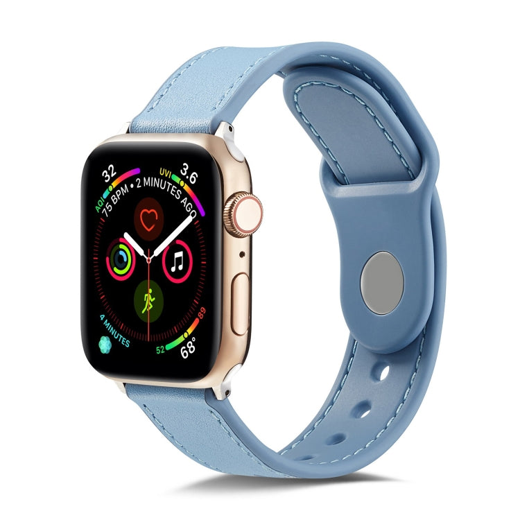 Lisslune | For Apple Watch Ultra 49 mm & Watch Ultra 2 49 mm / Series 9 & 8 & 7 45 mm / SE 3 & SE 2 & 6 & SE & 5 & 4 44 mm / 3 & 2 & 1 42 mm Single Buckle TPU + Leather Watch Strap (Blue)