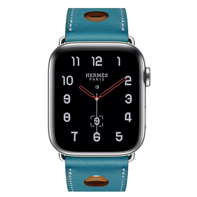 Lisslune | For Apple Watch Series 8&7 41mm / SE 2&6&SE&5&4 40mm / 3&2&1 38mm Leather Three Holes Watch Strap (Blue)