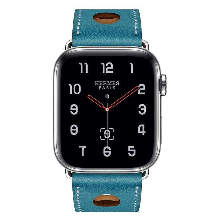 Lisslune | For Apple Watch Series 8&7 41mm / SE 2&6&SE&5&4 40mm / 3&2&1 38mm Leather Three Holes Watch Strap (Blue)