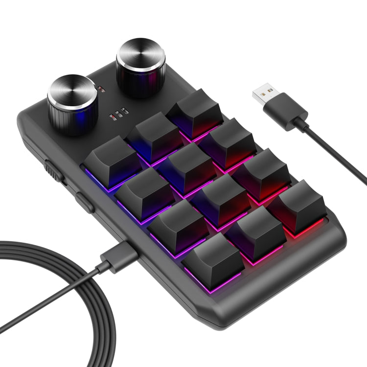 Lisslune | USB Wired 12KV2 MOLD Mini Mechanical 12 Keys 2 Button Customizable Programming Keyboard (Black)