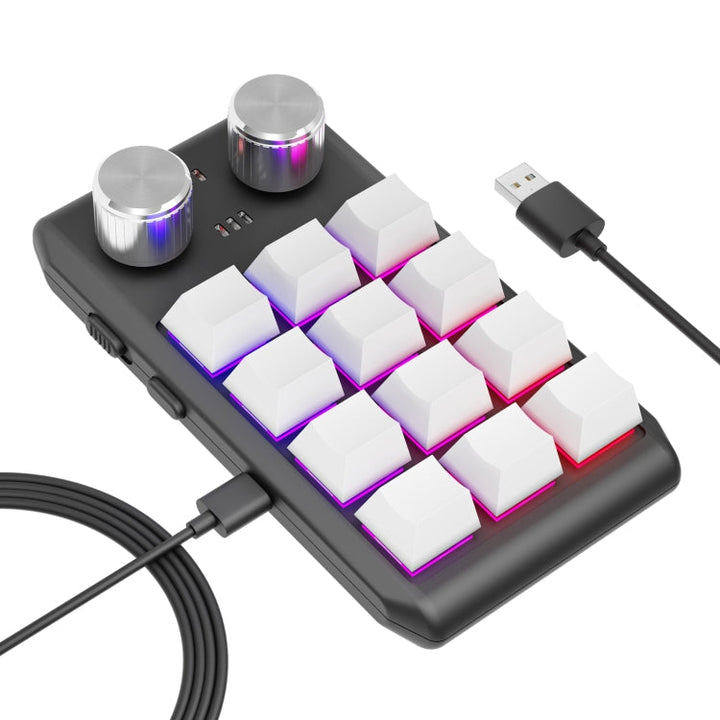 Lisslune | USB Wired 12KV2 MOLD Mini Mechanical 12 Keys 2 Knob Custom Programming Keyboard (White)
