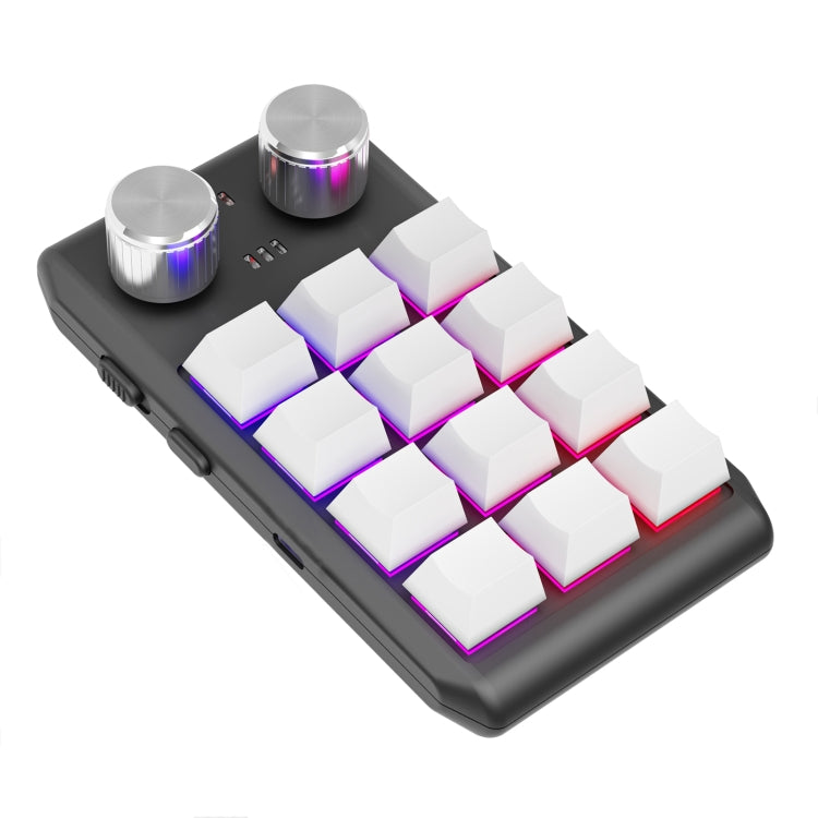 Lisslune | Bluetooth Wireless 12KV2 MOLD Mini Mechanical 12 Key 2 Rotary Knob Custom Programming Keyboard (White)
