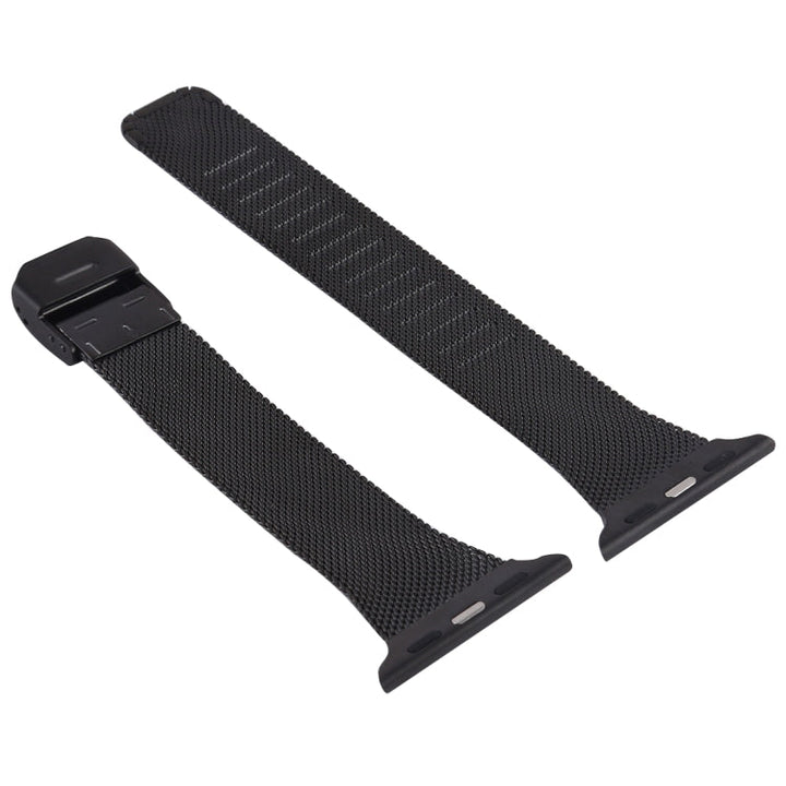 Lisslune | For Apple Watch Series 9&8&7 41mm / SE 3&SE 2&6&SE&5&4 40mm / 3&2&1 38mm Milanese Stainless Steel Watch Band (Black)