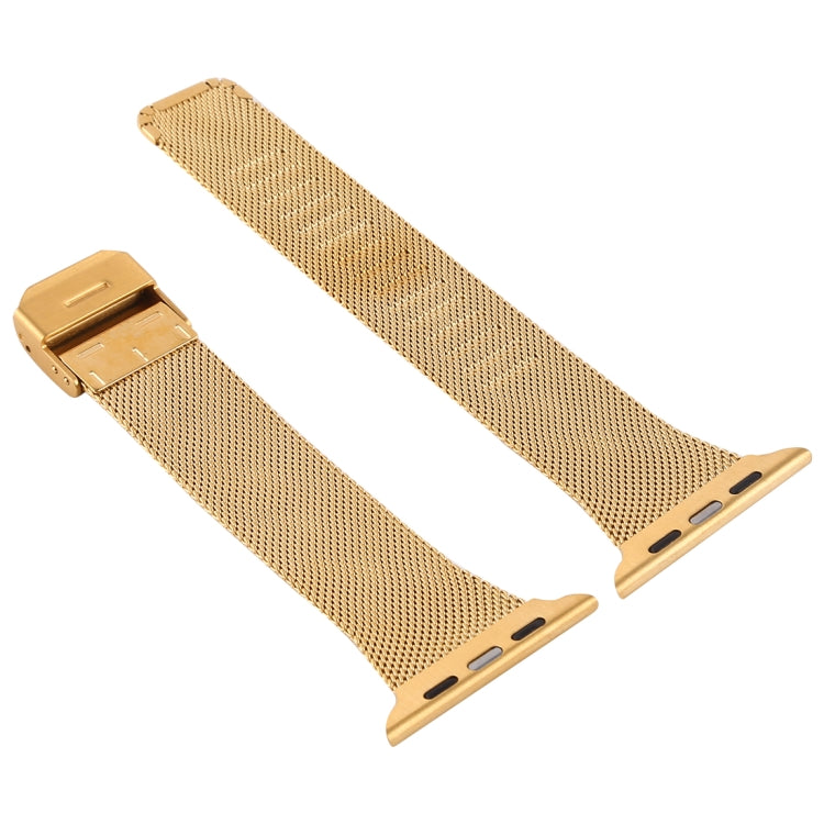 Lisslune | For Apple Watch Series 9&8&7 41mm / SE 3&SE 2&6&SE&5&4 40mm / 3&2&1 38mm Milanese Stainless Steel Watch Band (Gold)