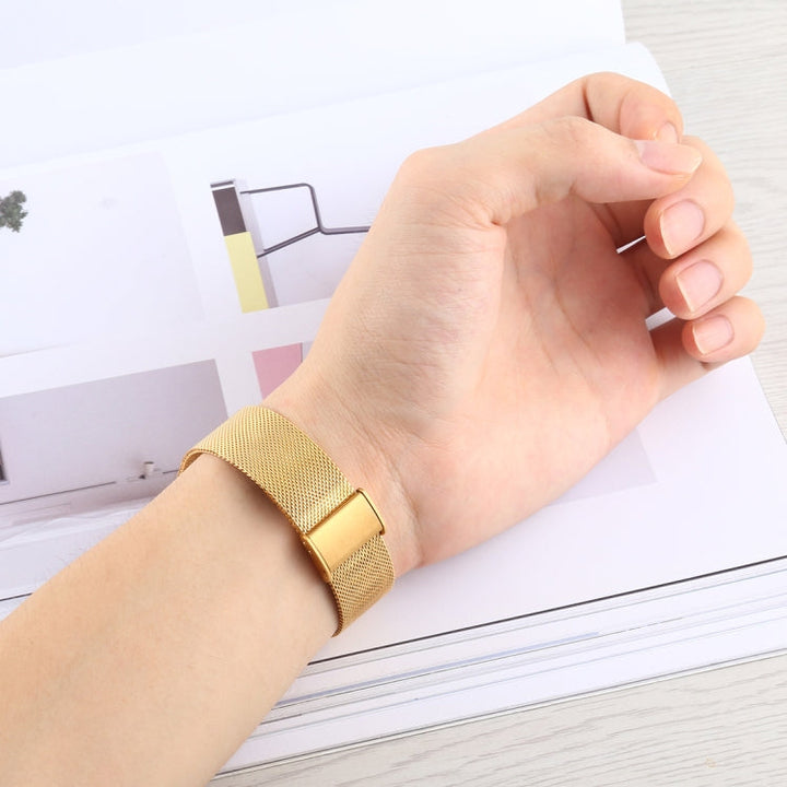 Lisslune | For Apple Watch Series 9&8&7 41mm / SE 3&SE 2&6&SE&5&4 40mm / 3&2&1 38mm Milanese Stainless Steel Watch Band (Gold)
