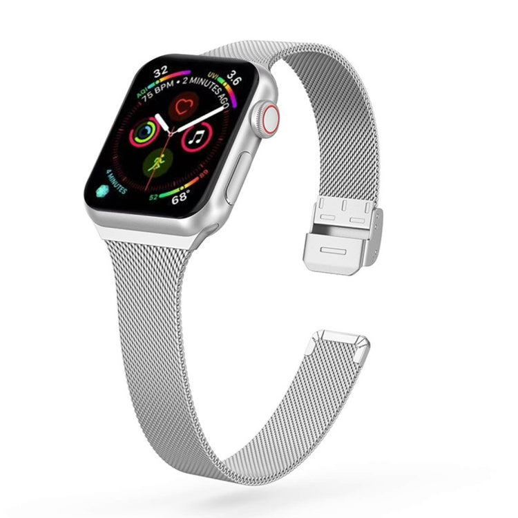 Lisslune | For Apple Watch Series 9&8&7 41mm / SE 3&SE 2&6&SE&5&4 40mm / 3&2&1 38mm Milanese Stainless Steel Watch Band (Silver)