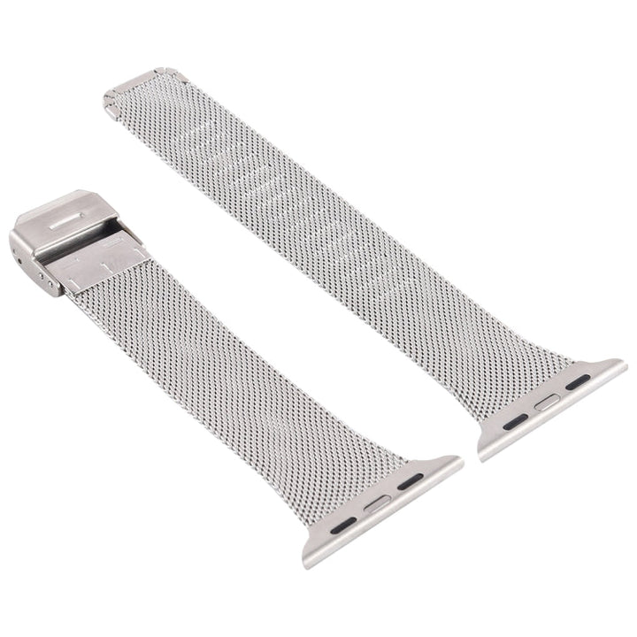 Lisslune | For Apple Watch Series 9&8&7 41mm / SE 3&SE 2&6&SE&5&4 40mm / 3&2&1 38mm Milanese Stainless Steel Watch Band (Silver)