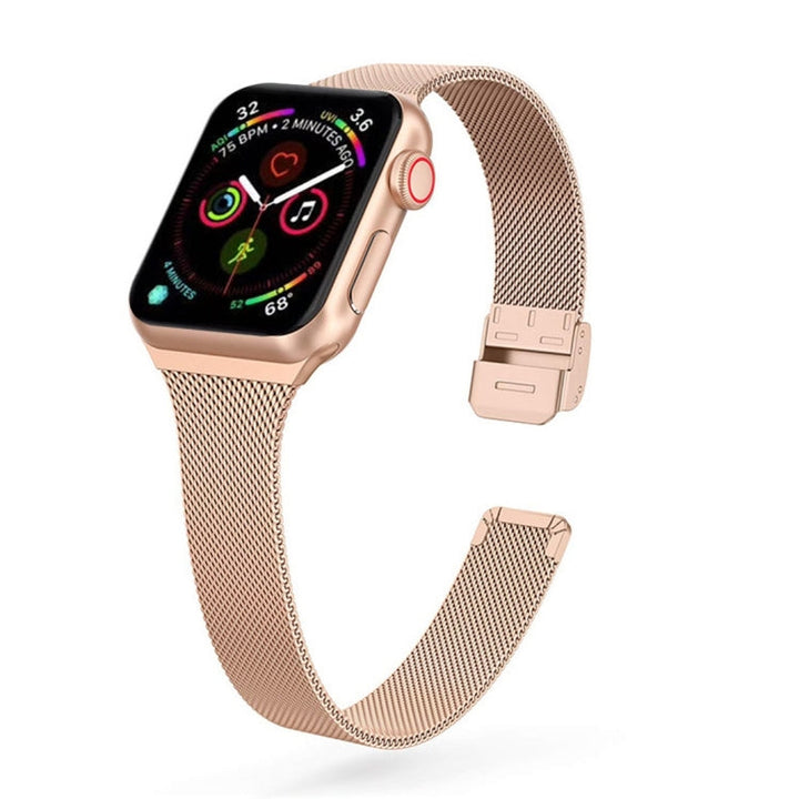 Lisslune | For Apple Watch Series 9&8&7 41mm / SE 3&SE 2&6&SE&5&4 40mm / 3&2&1 38mm Milanese stainless steel watch band (Rose Gold)