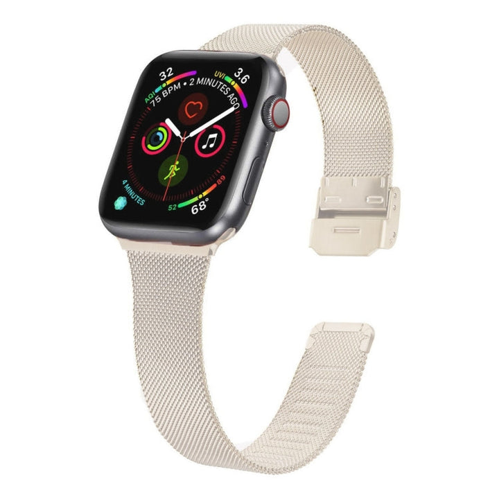 Lisslune | For Apple Watch Series 9&8&7 41mm / SE 3&SE 2&6&SE&5&4 40mm / 3&2&1 38mm Milanese Stainless Steel Watch Band (Starlight)