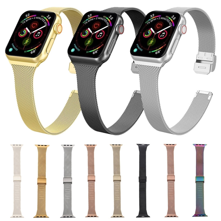 Lisslune | For Apple Watch Series 9&8&7 41mm / SE 3&SE 2&6&SE&5&4 40mm / 3&2&1 38mm Milanese Stainless Steel Watch Band (Black)
