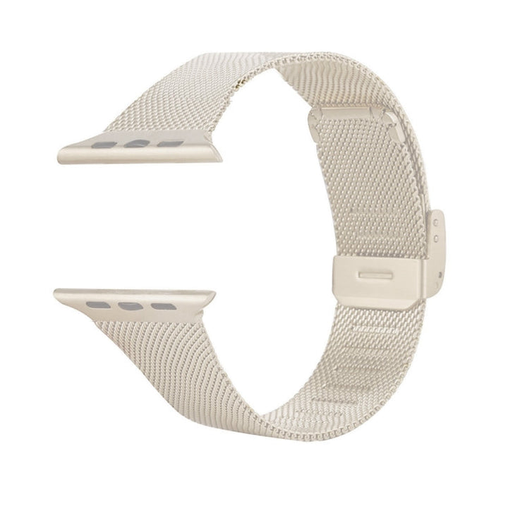 Lisslune | For Apple Watch Ultra 49mm & Watch Ultra 2 49mm / Series 9 & 8 & 7 45mm / SE 3 & SE 2 & 6 & SE & 5 & 4 44mm / 3 & 2 & 1 42mm Milanese Stainless Steel Watch Band (Starlight)