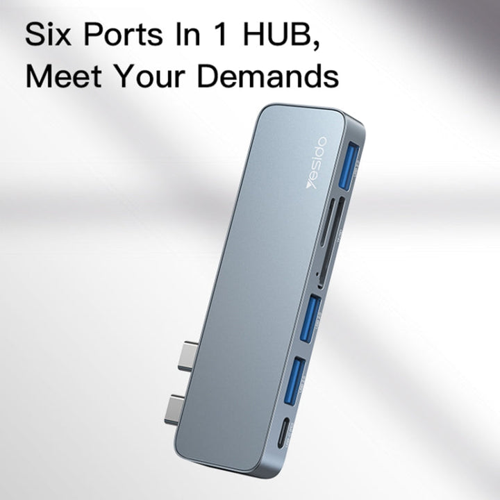 Lisslune | Yesido HB10 6 in 1 USB-C / Type-C Ports Multifunctional Docking Station HUB Adapter