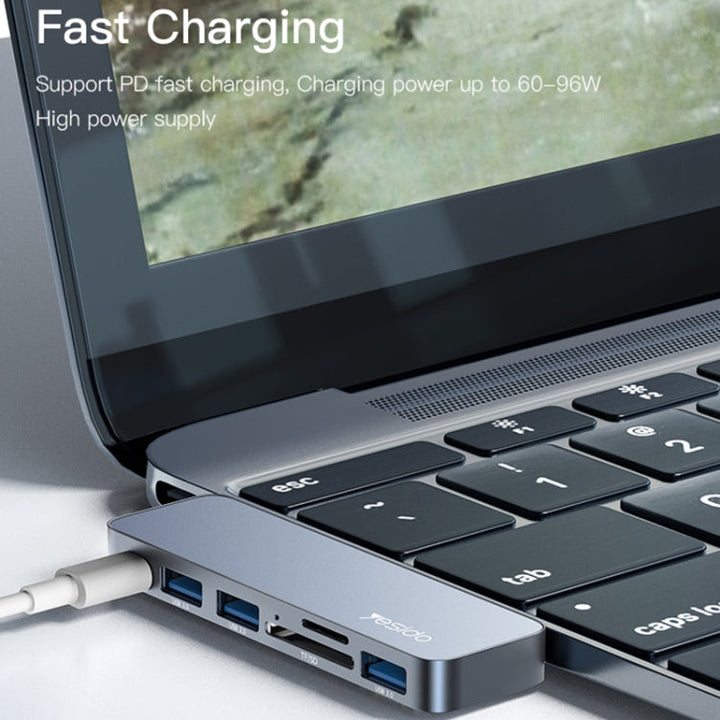 Lisslune | Yesido HB10 6 in 1 USB-C / Type-C Ports Multifunctional Docking Station HUB Adapter
