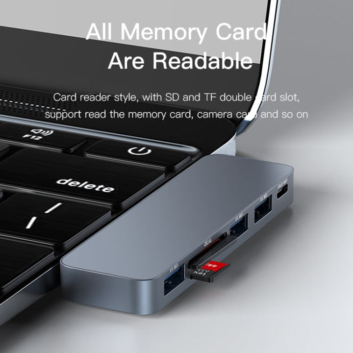 Lisslune | Yesido HB10 6 in 1 USB-C / Type-C Ports Multifunctional Docking Station HUB Adapter