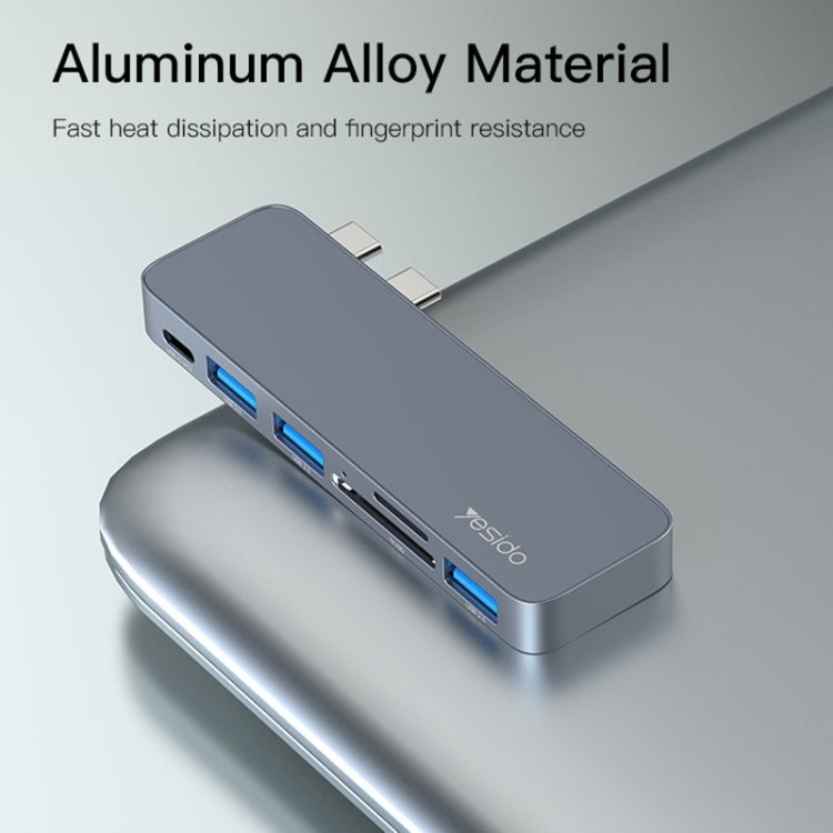 Lisslune | Yesido HB10 6 in 1 USB-C / Type-C Ports Multifunctional Docking Station HUB Adapter