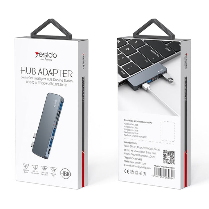 Lisslune | Yesido HB10 6 in 1 USB-C / Type-C Ports Multifunctional Docking Station HUB Adapter