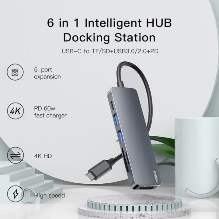 Lisslune | Yesido HB11 6 in 1 USB-C / Type-C Ports Multifunctional Docking Station HUB Adapter