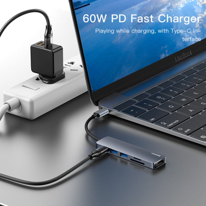 Lisslune | Yesido HB11 6 in 1 USB-C / Type-C Ports Multifunctional Docking Station HUB Adapter