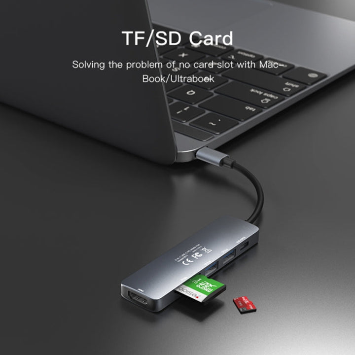 Lisslune | Yesido HB11 6 in 1 USB-C / Type-C Ports Multifunctional Docking Station HUB Adapter