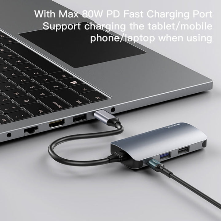 Lisslune | Yesido HB15 6 in 1 USB-C / Type-C Ports Multifunctional Docking Station HUB Adapter