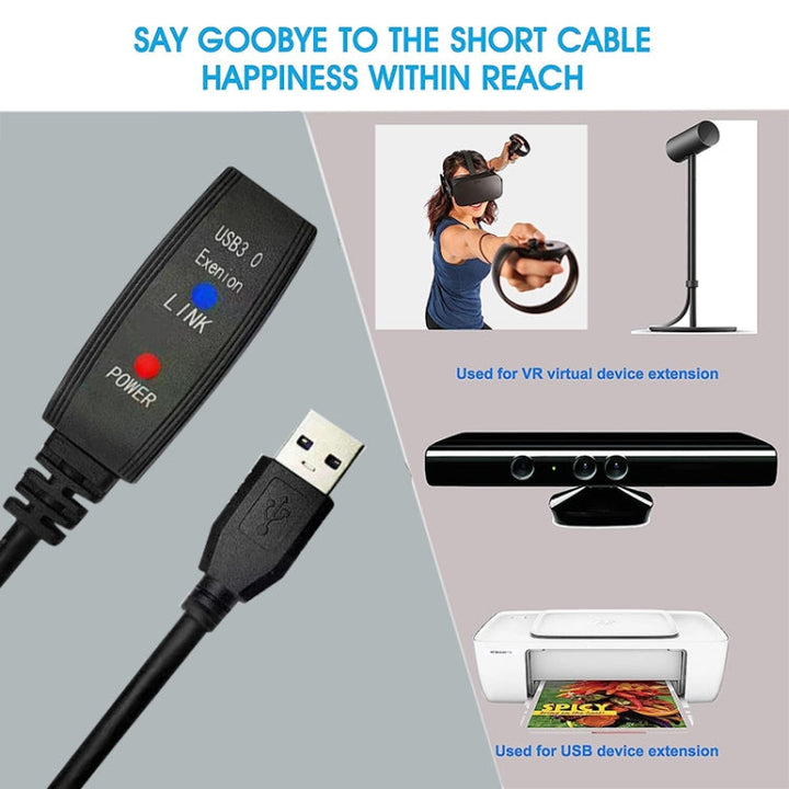 Lisslune | USB 3.0 Plug to Socket Super Speed Extension Cable, Length: 10m