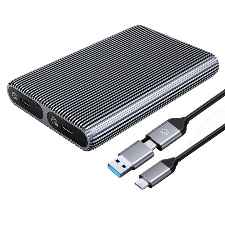 Lisslune | ORICO AM2C3-2SN Dual-Bay M.2 NVME + SATA SSD Enclosure (Gray)
