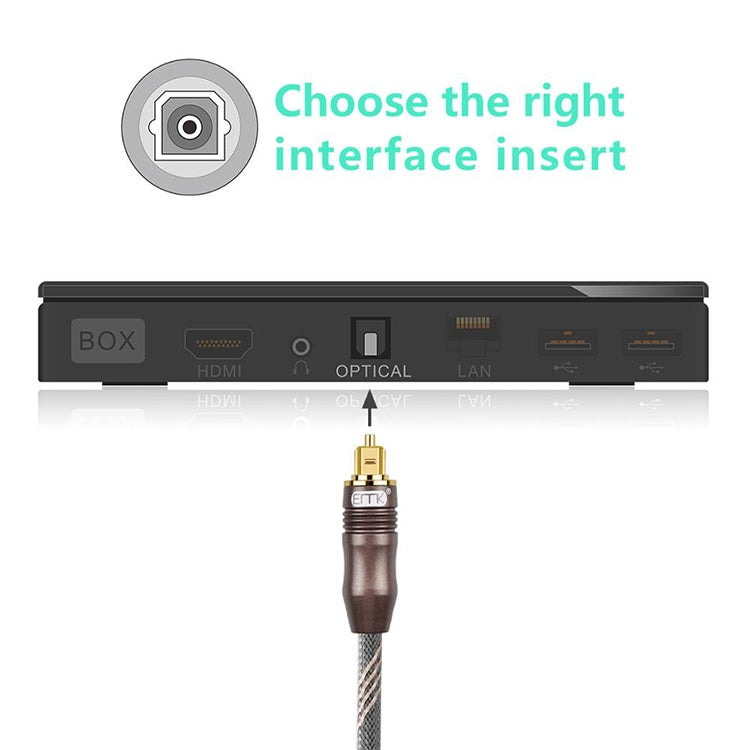 Lisslune | 20m EMK OD6.0mm Toslink Square Connector to Square Connector TV Digital Audio Optical Fiber Connection Cable