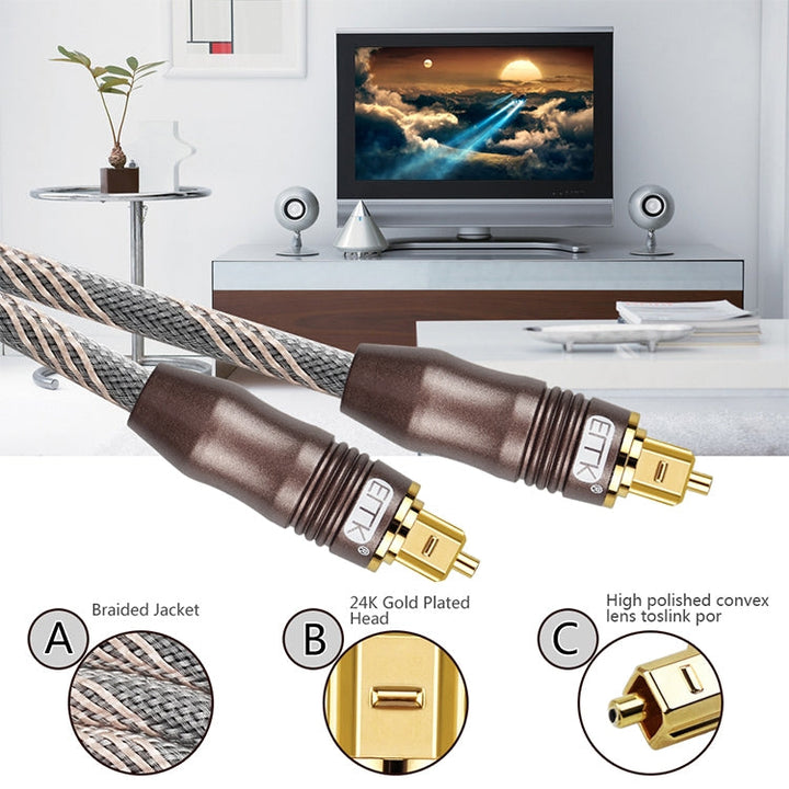 Lisslune | 20m EMK OD6.0mm Toslink Square Connector to Square Connector TV Digital Audio Optical Fiber Connection Cable