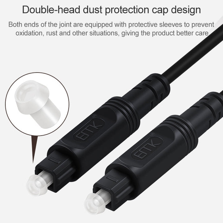 Lisslune | 20m EMK OD4.0mm square port to square port digital audio speaker optical fiber connection cable (Sky Blue)
