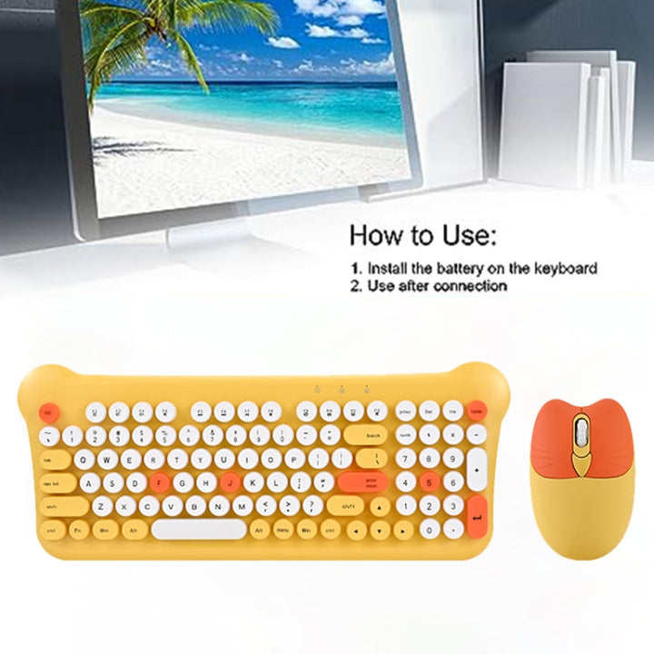 Lisslune | QW05 Multicolor Portable 2.4G Wireless Keyboard-Mouse Set (Yellow)
