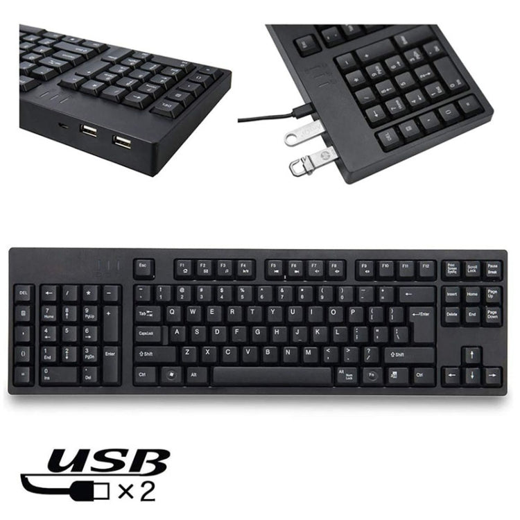 Lisslune | Wired USB Left-Handed Keyboard with Dual HUB Function (Black)