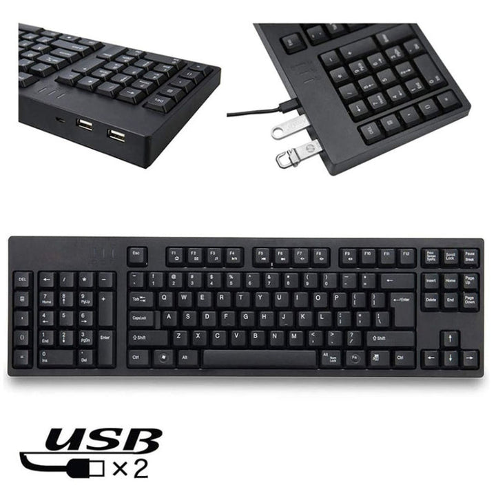 Lisslune | Wired USB Left-Handed Keyboard with Dual HUB Function (Black)