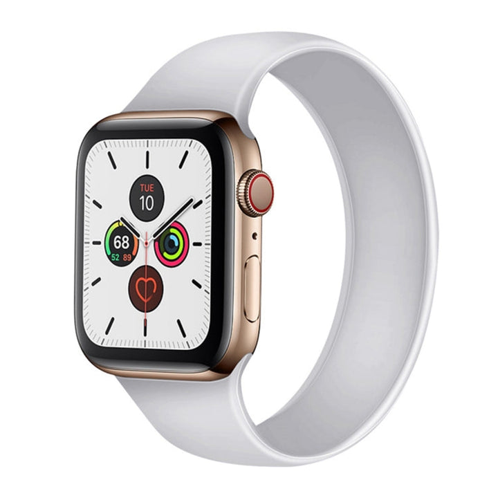 Lisslune | For Apple Watch Ultra 49mm & Watch Ultra 2 49mm / Series 9 & 8 & 7 45mm / SE 3 & SE 2 & 6 & SE & 5 & 4 44mm / 3 & 2 & 1 42mm Solid Color Elastic Silicone Watch Band, Size: S 130mm (White)