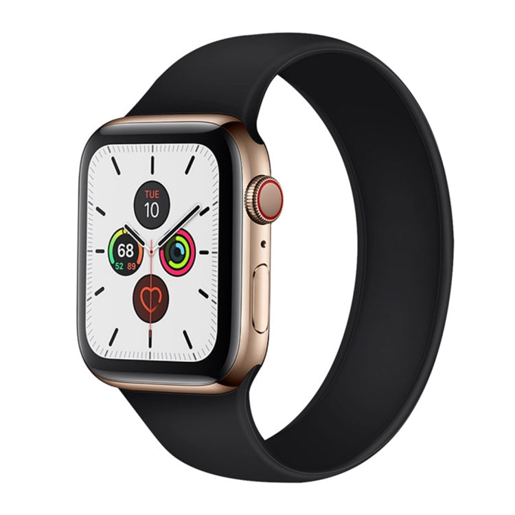 Lisslune | For Apple Watch Ultra 49mm & Watch Ultra 2 49mm / Series 9 & 8 & 7 45mm / SE 3 & SE 2 & 6 & SE & 5 & 4 44mm / 3 & 2 & 1 42mm Solid Color Elastic Silicone Watch Band, Size: S 130mm (Black)