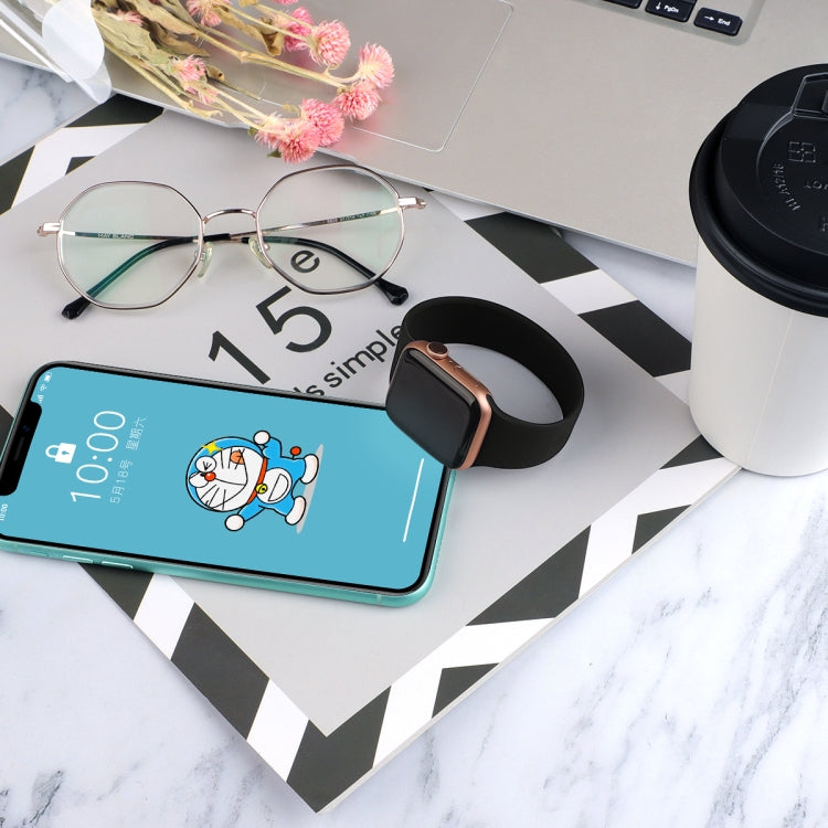 Lisslune | For Apple Watch Ultra 49mm & Watch Ultra 2 49mm / Series 9 & 8 & 7 45mm / SE 3 & SE 2 & 6 & SE & 5 & 4 44mm / 3 & 2 & 1 42mm Solid Color Elastic Silicone Watch Band, Size: S 130mm (Black)